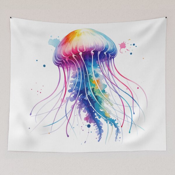 Item preview, Floating Jellyfish Watercolor Style White Background designed and sold by InsanseCreation.