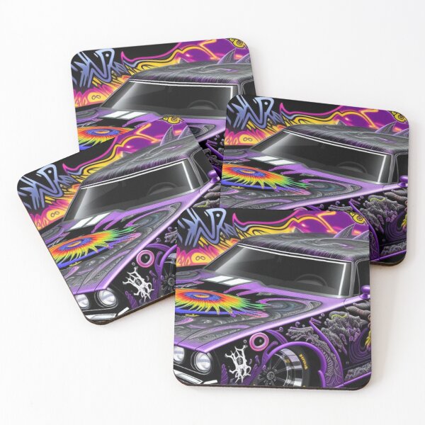 Artikelvorschau, Vintage 70er Jahre Muscle-Car Kunst entworfen und verkauft von TheDarkWardrobe.