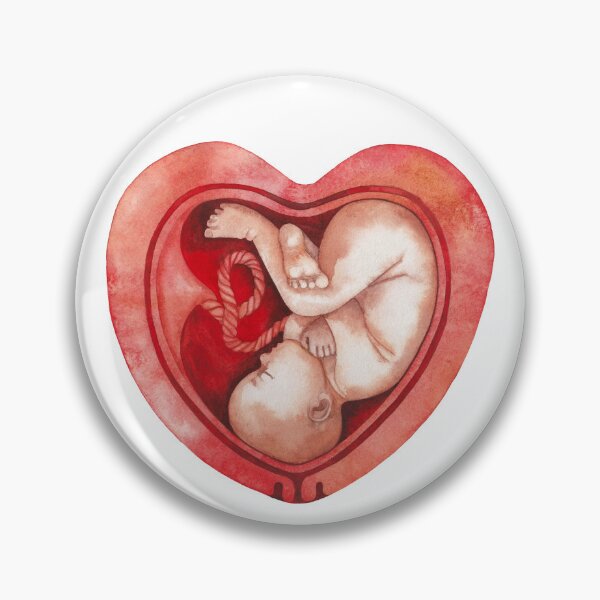 Item preview, Watercolor fetus inside the heart shaped womb designed and sold by Ekaterina Glazkova.