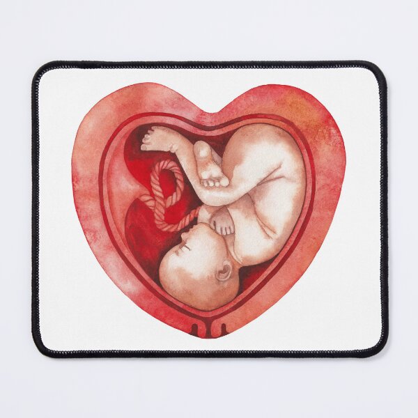 Item preview, Watercolor fetus inside the heart shaped womb designed and sold by Ekaterina Glazkova.