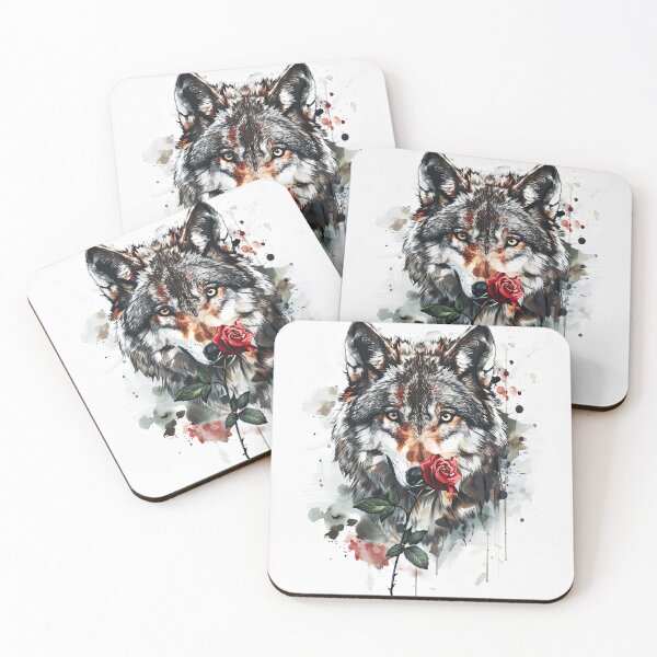 Item preview, Wolf with Rose - Digital Artwork designed and sold by dewood.