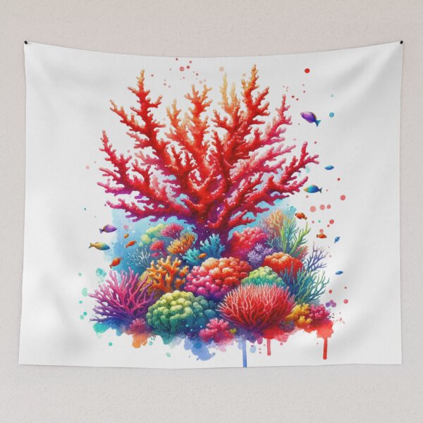 Item preview, Virbant Coral Reef with Marine Life Watercolor Style designed and sold by InsanseCreation.