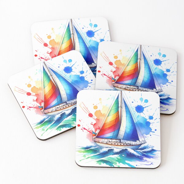 Item preview, A Colorful Sailboat Watercolor Style designed and sold by InsanseCreation.