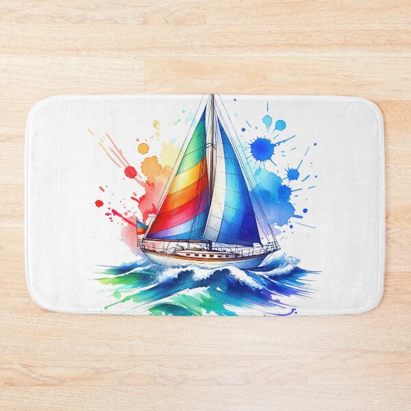 Item preview, A Colorful Sailboat Watercolor Style designed and sold by InsanseCreation.