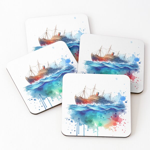 Item preview, Sinking Ship in the Ocean Watercolor Style designed and sold by InsanseCreation.