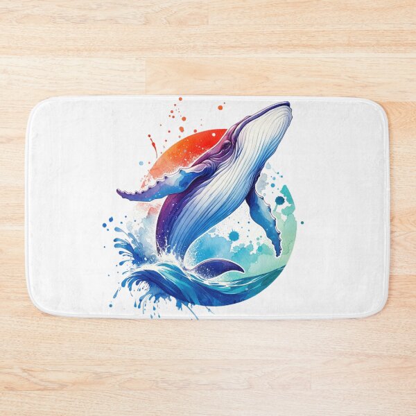 Item preview, Graceful Whale Breacing the Water Watercolor Style designed and sold by InsanseCreation.