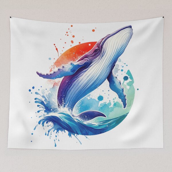 Item preview, Graceful Whale Breacing the Water Watercolor Style designed and sold by InsanseCreation.