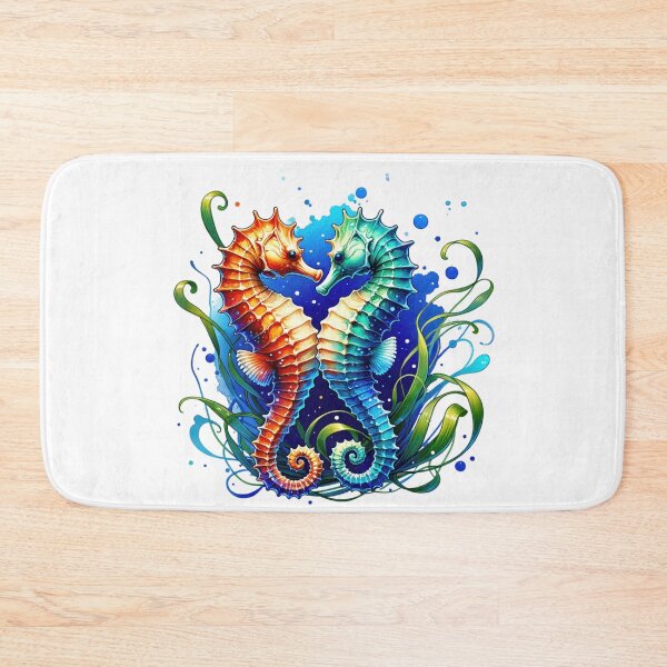 Item preview, Kissing Seahorses entwined in Seaweed Watercolor Style designed and sold by InsanseCreation.