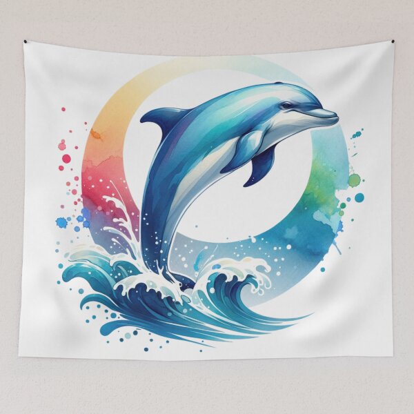 Item preview, Leaping Dolphin Ocean Watercolor Style designed and sold by InsanseCreation.