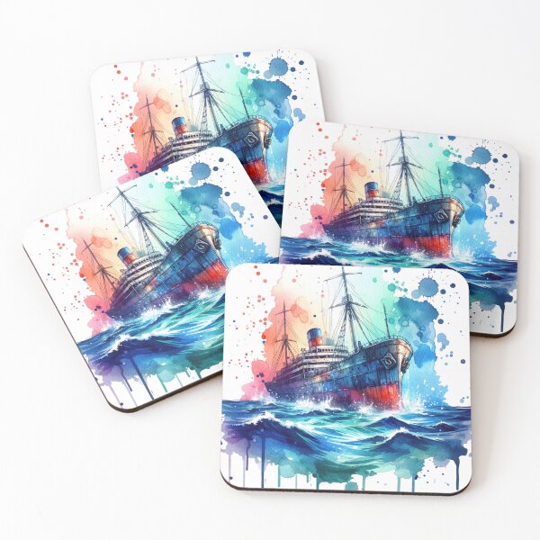 Item preview, Massive Ship on the Ocean Watercolor Style designed and sold by InsanseCreation.