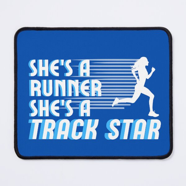 Item preview, She's a Runner She's a Track Star | Girls Track Field Cross Country | Blue White designed and sold by GraysonPrints.