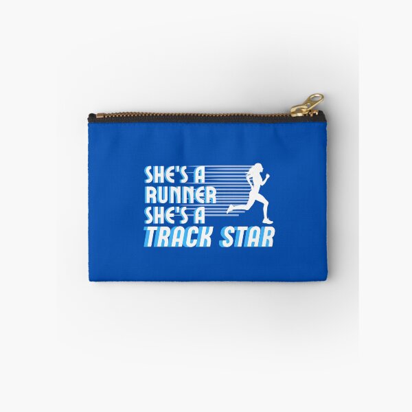 Item preview, She's a Runner She's a Track Star | Girls Track Field Cross Country | Blue White designed and sold by GraysonPrints.