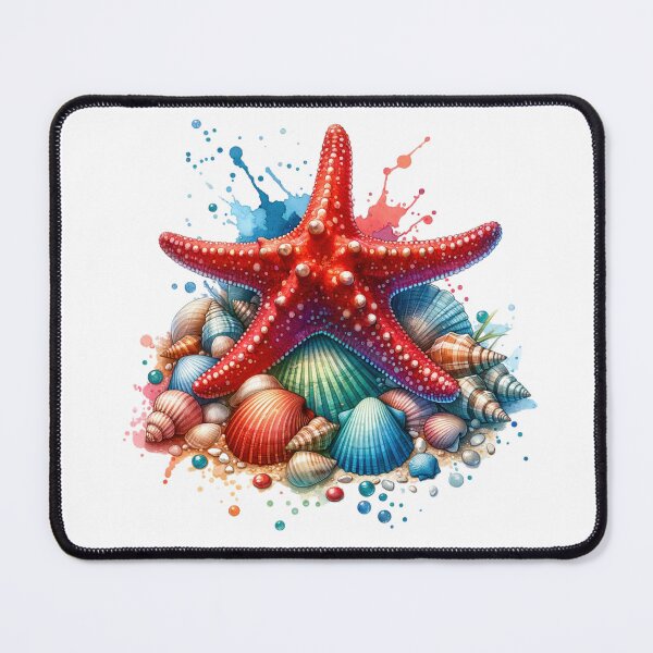 Item preview, Resting Starfish on a bed of Seashells Watercolor Style designed and sold by InsanseCreation.