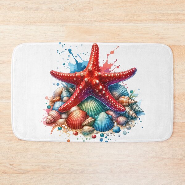 Item preview, Resting Starfish on a bed of Seashells Watercolor Style designed and sold by InsanseCreation.