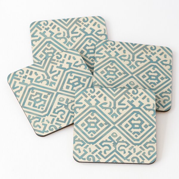 Item preview, White & Turquoise Greek Key Motif | Seamless designed and sold by Unrooted.