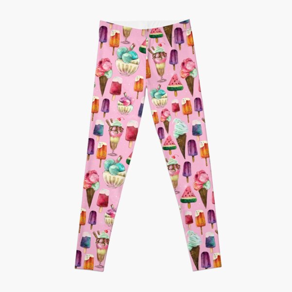 Yummy pink ice cream melting waffle cone Leggings, Zazzle