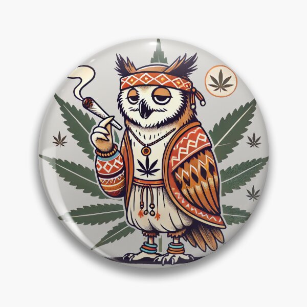 Item preview, Chill Hippie Owl - Bohemian Vibes with Cannabis Art designed and sold by EsoKafi Design.