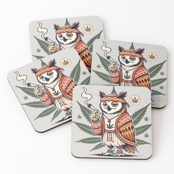 Item preview, Chill Hippie Owl - Bohemian Vibes with Cannabis Art designed and sold by EsoKafi Design.