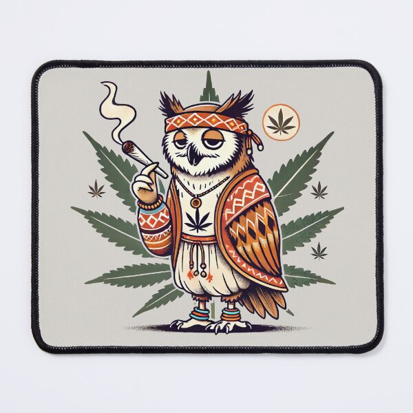 Item preview, Chill Hippie Owl - Bohemian Vibes with Cannabis Art designed and sold by EsoKafi Design.