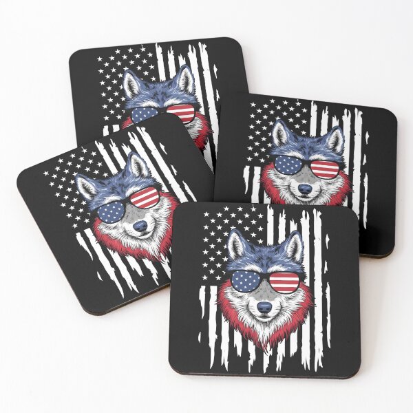 Item preview, USA Patriotic American Flag Wolf 4th of July Vintage designed and sold by MTRBSK11.