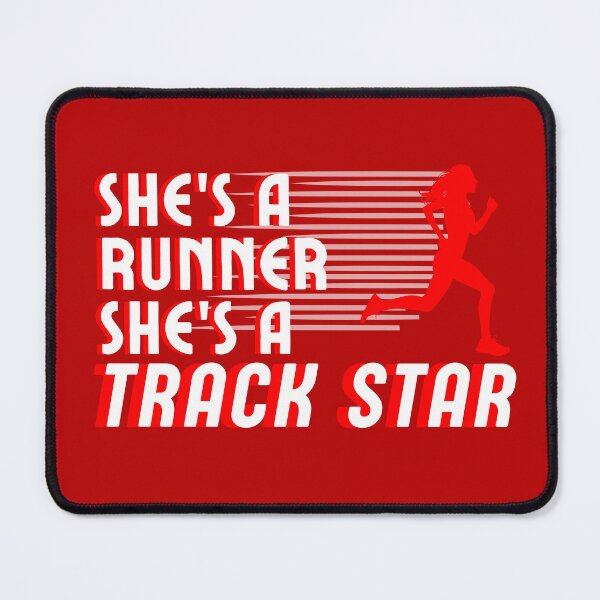 Item preview, She's a Runner She's a Track Star | Girls Track Field Cross Country | Red & White designed and sold by GraysonPrints.