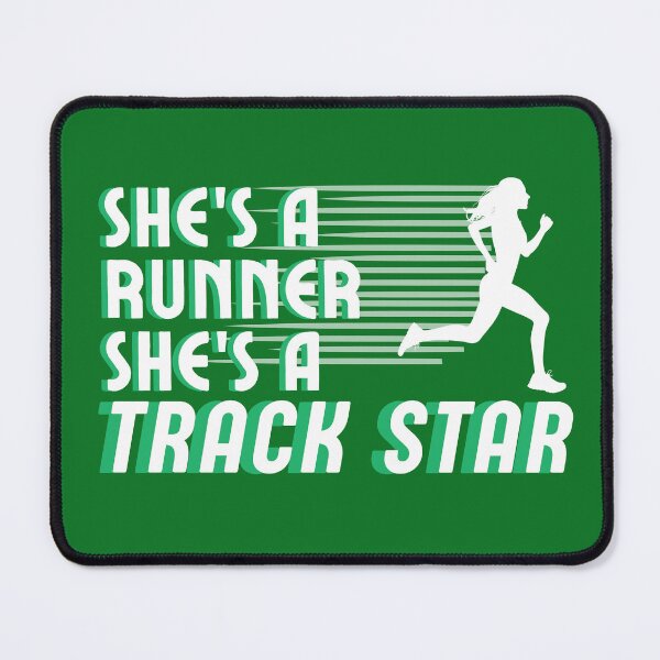 Item preview, She's a Runner She's a Track Star | Girls Track Field Cross Country | Green & White designed and sold by GraysonPrints.