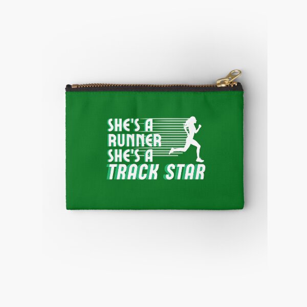 Item preview, She's a Runner She's a Track Star | Girls Track Field Cross Country | Green & White designed and sold by GraysonPrints.
