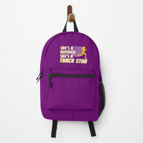 Item preview, She's a Runner She's a Track Star | Girls Track Field Cross Country | Purple Gold designed and sold by GraysonPrints.