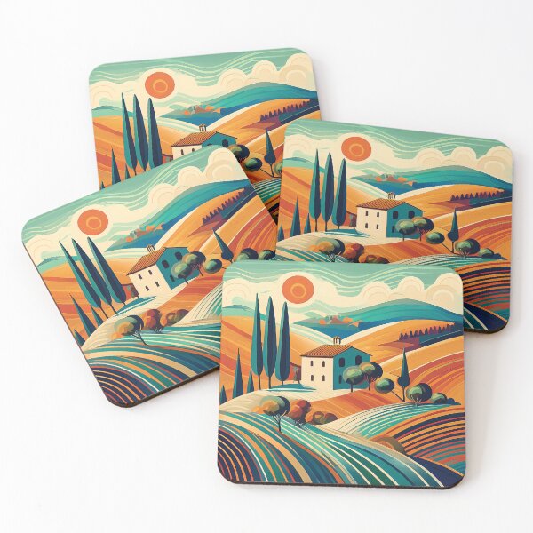 Item preview, Vintage Tuscany Italy Landscape - Retro Travel Poster in Minimal Bauhaus Style Design designed and sold by pod24.