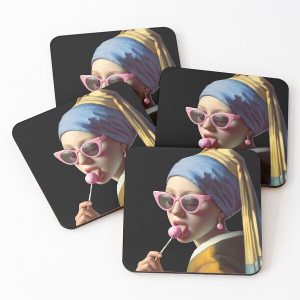 Item preview, Girl with Pearl Earring and Lollipop Vermeer art parody designed and sold by ArtUnova.