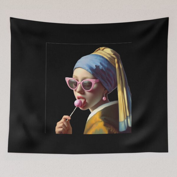 Item preview, Girl with Pearl Earring and Lollipop Vermeer art parody designed and sold by ArtUnova.