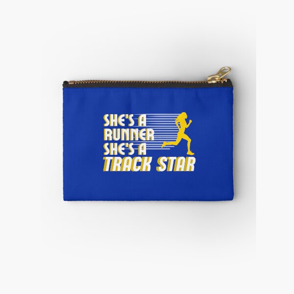 Item preview, She's a Runner She's a Track Star | Girls Track Field Cross Country | Blue Gold designed and sold by GraysonPrints.