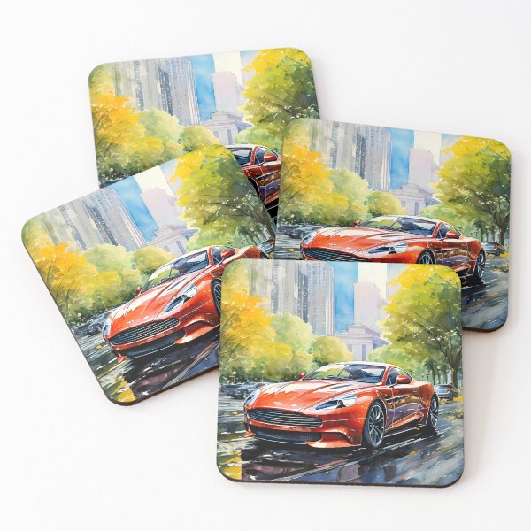 Item preview, Watercolor Orange Aston Martin DB9 In New York City designed and sold by RevUpDesign.