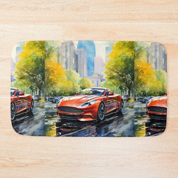 Item preview, Watercolor Orange Aston Martin DB9 In New York City designed and sold by RevUpDesign.