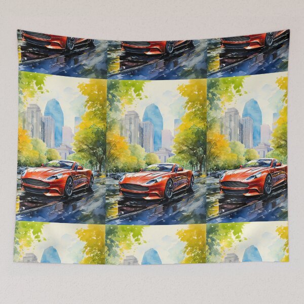Item preview, Watercolor Orange Aston Martin DB9 In New York City designed and sold by RevUpDesign.