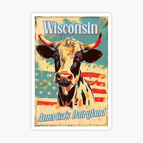 Vista previa del artículo con la obra «Vaca feliz en la tierra lechera de Wisconsin en Estados Unidos», diseñado y vendido por uncledougie.