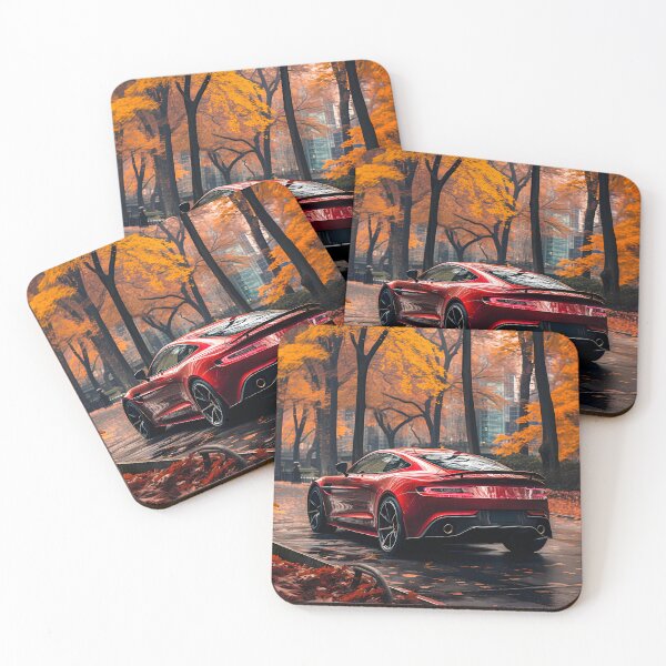 Item preview, Red Aston Martin DBS In Autumn Park designed and sold by RevUpDesign.