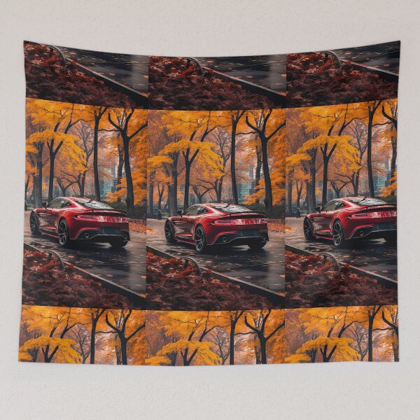 Item preview, Red Aston Martin DBS In Autumn Park designed and sold by RevUpDesign.