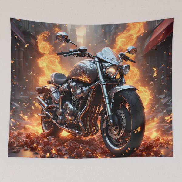 Item preview, Flames around the motorcycle designed and sold by Marcu Ioachim.