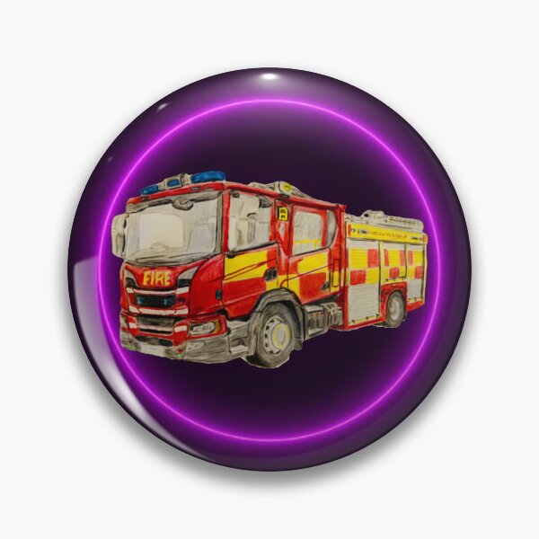 Item preview, New Norfolk fire truck neon pink badge designed and sold by Truck drawing art.