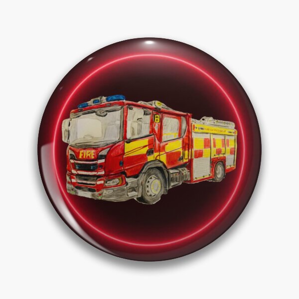 Item preview, New Norfolk fire truck neon red badge designed and sold by Truck drawing art.