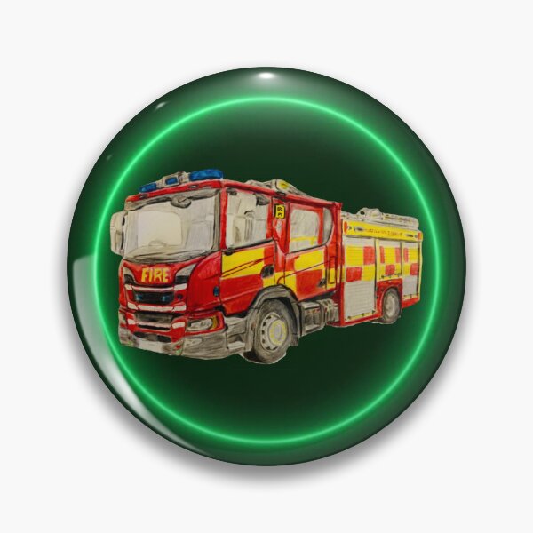 Item preview, New Norfolk fire truck neon green badge designed and sold by Truck drawing art.
