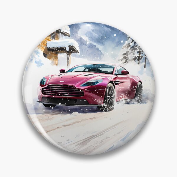 Item preview, Pink Aston Martin DBS In Snow Village And Mountains designed and sold by RevUpDesign.