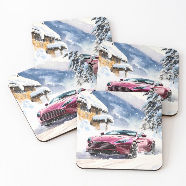 Item preview, Pink Aston Martin DBS In Snow Village And Mountains designed and sold by RevUpDesign.