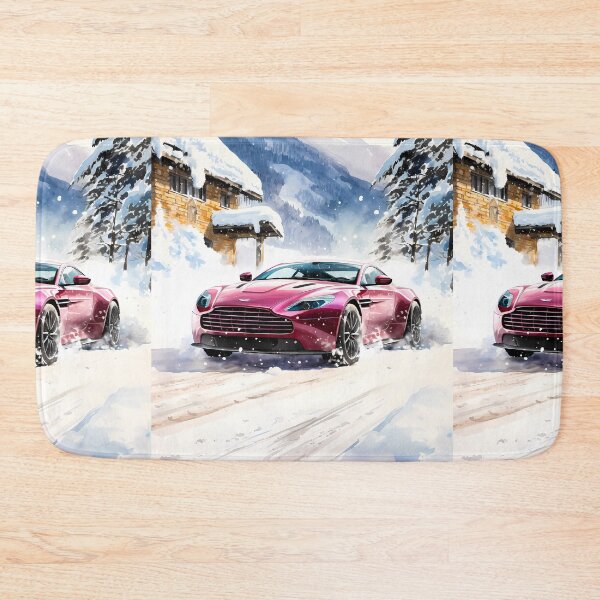 Item preview, Pink Aston Martin DBS In Snow Village And Mountains designed and sold by RevUpDesign.