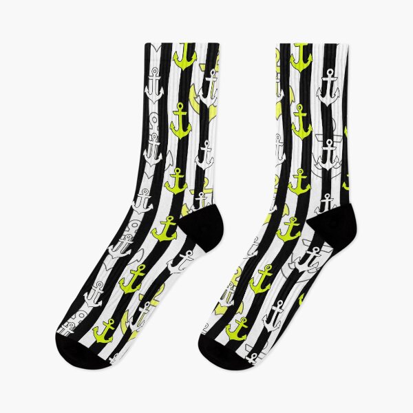 Item preview, Yellow White Striped Anchor Pattern Design designed and sold by PatternTitan.