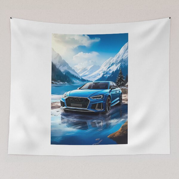 Item preview, Blue Audi RS Quattro In Alpine Winter, Sports Sedan In Mountains designed and sold by RevUpDesign.