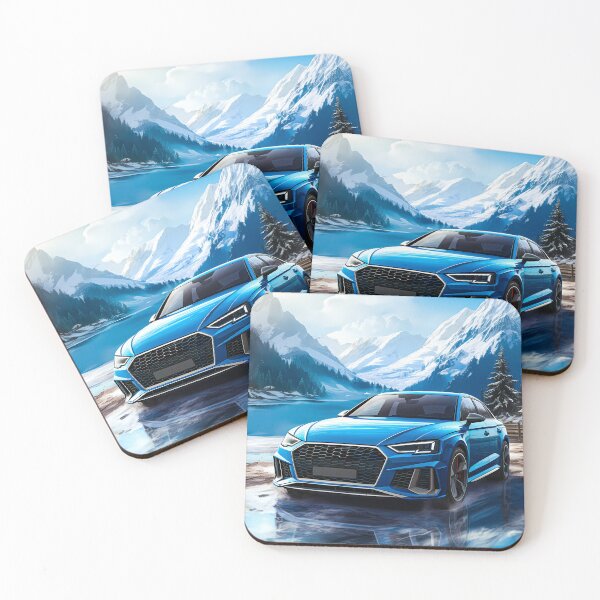 Item preview, Blue Audi RS Quattro In Alpine Winter, Sports Sedan In Mountains designed and sold by RevUpDesign.