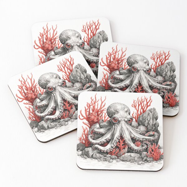 Item preview, Black and white Octopus pencil drawing designed and sold by Pencil-Art.