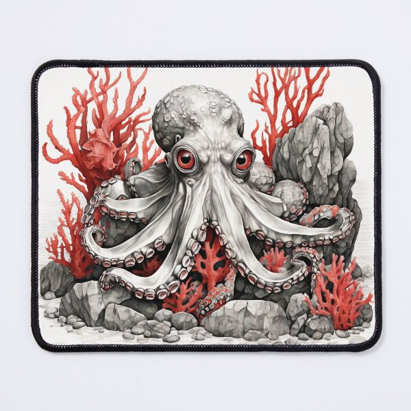 Item preview, Black and white Octopus pencil drawing designed and sold by Pencil-Art.